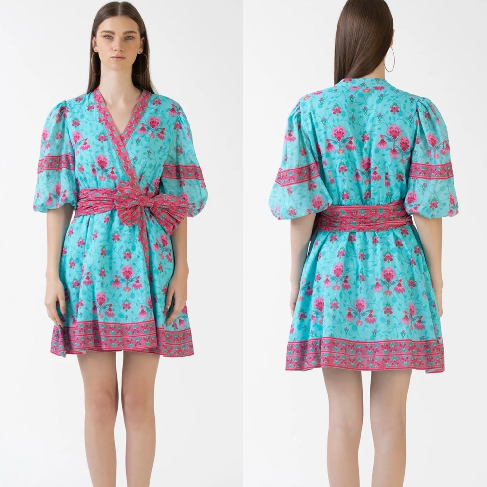 Celina Moon Carly Wrap Dress Bow Floral